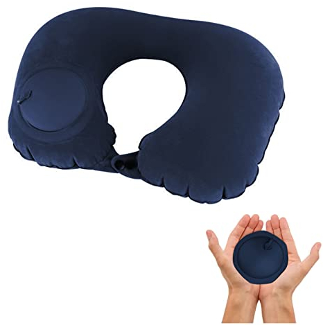 Reisekissen, Aufblasbares Nackenkissen, Aufblasbares Reisekissen, Aufblasbares U Form Kissen, Reise Nackenkissen mit drückender Inflationspumpe, Geeignet für Schlafruhe, Flugzeug, Auto und Büro