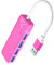GiGimundo USB HUB 3.0, Transferencia de Datos Rápida Distribuidor USB 3.0 HUB de 4 Puertos para Portátil (Cable de 15 cm) Compatible con MacBook, PS4, Surface Pro, Flash Drive, Mobile HDD, Rosa Roja