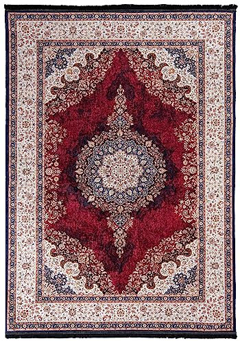 Mazovia Orientalisch Vintage Teppich - Kurzflor Waschbar - Weich Traditioneller Teppich für Wohnzimmer, Schlafzimmer, Esszimmer – Oriental Teppiche - Rot 200 x 300 cm