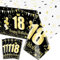 18.schwarz und Gold Party Tischdecken - 4Pcs Gold schwarz Geburtstag Dekorationen Tischdecke rechteckige Tischdecke Geburtstag Tischdekorationen für innen oder außen, 130x220cm
