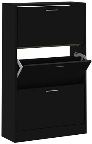 vidaXL Schuhschrank Schwarz 63x24x103 cm Holzwerkstoff