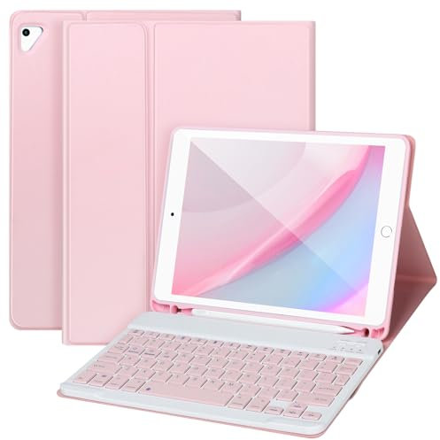 Funda con teclado para iPad de 9.7 pulgadas para iPad de 6ª generación 2018, iPad 5ª generación 2017, teclado Bluetooth para iPad Air 2/1, Pro de 9.7 pulgadas, funda con teclado iPad de 6ª generación