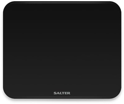 Salter 9204 BK3R Bathroom Scale, Premium Compact Phantom Electronic Digital Scales For Body Weight, 180 KG Max Capacity, Hidden Until Lit Display, Toughened Safety Glass, Carpet Feet, KG or LBS, Black