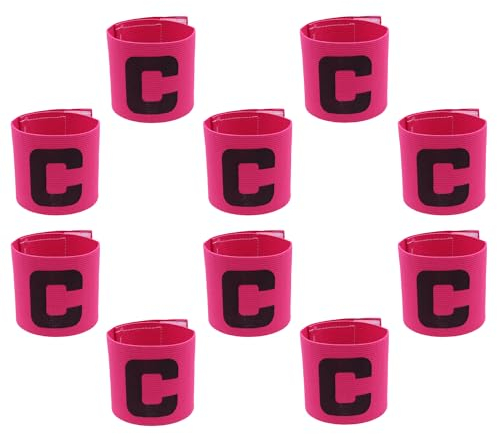 Hosifiy 10Pcs Fußball Kapitänsbinde, Rosa Nylon Elastische Fußball Armbinde Einstellbare Fußball Kapitän Armbänder C Arm Band für Jugend Erwachsene Sport Training