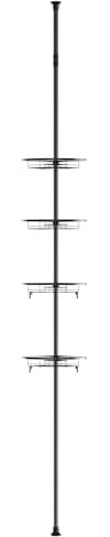 MUL-BOUTIQUE Etagère De Salle De Bain Télescopique, Étagère De Douche Réglable En Hauteur, Etagere d Angle Sans Perçage Avec 4 Paniers.Convient Aux Salles De Bains Et Aux Cuisines (Noir,110-280cm)