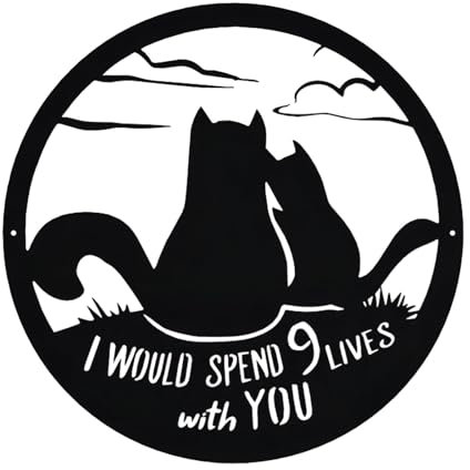Katze silhouette Wanddeko Metall Schwarzer,Haus Garten Deko,Mimalistische wanddekoration wandbilder Wandkunst Hängende Dekoration 30×30 CM (I)