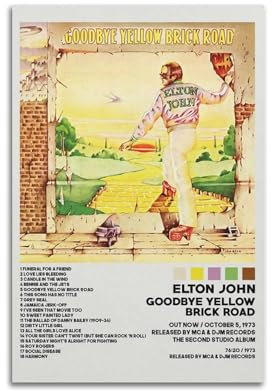 Elton John Poster Goodbye Yellow Brick Road, Albumcover, Poster, dekorative Malerei, Leinwand, Wandposter für Raumdekoration, ästhetische Sportlandschaft, Büro, Raumdekoration, Geschenk, 40,6 x 61