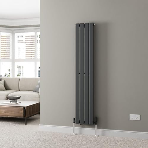 Radiant Living Anthracite Designer Radiator Vertical Single Flat Panel Rad 1600x300mm