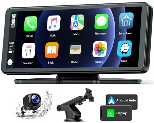 Lamto Wireless Carplay und Android Auto Tragbares Autoradio Bluetooth, 6.86 Zoll IPS-Touchscreen mit 1080P wasserdichter Rückfahrkamera GPS-Navigation Mirror Link/Siri/FM-Display für Apple Car Play
