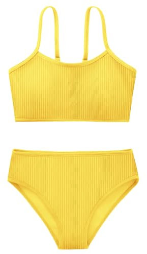 Mädchen 2 Stück Badeanzug Solid Spaghetti Strap Bikini Sets Strand Badeanzug Bademode für Teenager Kinder