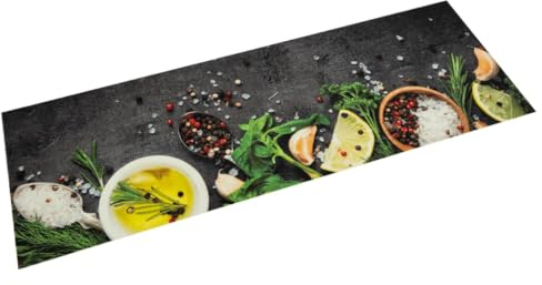 vidaXL Tapis de Cuisine Lavable Impression d'Épices, Paillasson Antidérapant, Tapis de Sol, Tapis Devant Évier, Moderne, 45x150 cm Velours