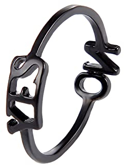 HAODUOO Versprechensringe for Frauen_ Damenmode-Stil, Ja, Nein, Buchstaben, englisches Alphabet, Ringöffnung, Design, verstellbarer Ring