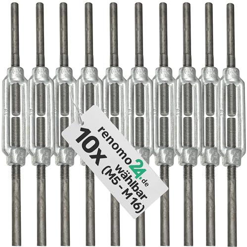 Renomo24-10x Spannschloss M16 mit zwei Anschweißenden aus Stahl galvanisch verzinkt nach PN-EN 1993-1-11