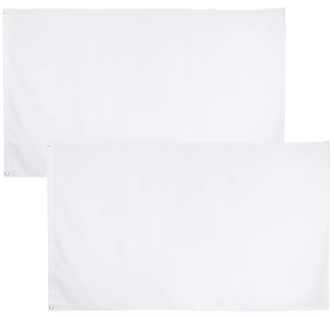 2pcs Bandiera Bianca 150 * 90 cm Bandiere Bianca Poliestere Festival 2 Occhielli in Metallo all'Aperto Celebrazione per Feste Decorazione per Sport da Giardino Scuola Compleanno Artigianato