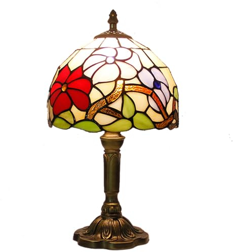 Mengjay Tiffany Style Tischlampe,Nachttischlampe Handcraft Glasmalerei Lampenschirm Tischleuchte,Schlafzimmer Deko Schlafzimmer Tischlampen Nachtlampe (Keine Glühbirne) (C)