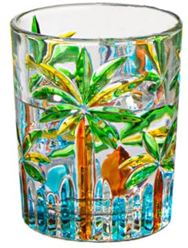 Tropical Drinking Glasses Coconut Tree Pool Party Caribbean Beach Cups Design Colorful Tiki Bar Margarita Mix Drink Mojito Martini Pool Party Cups Theme Palm Trees Engraved 4 Short Whiskey Sour Glass