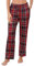 Lovasy Pantaloni del Pigiama Donna in Pile Lunghi Morbidi e Caldo Pantaloni da Notte con Tasche per Casa Casual,B Rosso,XXL