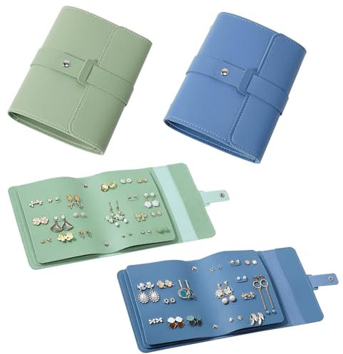 2Pcs Ohrring Aufbewahrung Schmuckaufbewahrung Ohrringe Ordner Kleines Buch Aufbewahrungstaschen Sichere Aufbewahrungsohrringe Schmuck Organizer Tragbare Reise-Schmucketui Für Mädchen Und Frauen