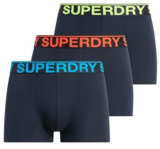 Superdry Herren Boxershorts im Dreierpack Finster Marineblau/Neon M