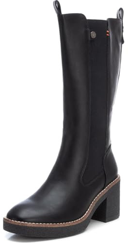 REFRESH - Stivale da donna con chiusura lampo, colore: marrone, taglia 37, Nero , 37 EU