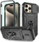 Pilaru 3 in 1 for iPhone 15 Pro Max Case | With Front Frame | [Separate] 2 Screen Protector & Kickstand Ring & Camera Cover Military Grade Drop Shockproof Protection for iPhone 15 Pro Max,Black