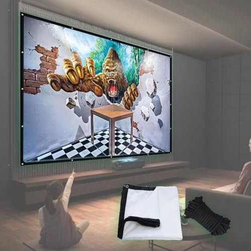 QSPNVFB Pantalla De Proyector Exterior Interior 100 120 Grande Plegable Pantallas De Cine 16:9 Cine En Casa Tela Proyector Antiarrugas para Teatro Patio(120 Inch)