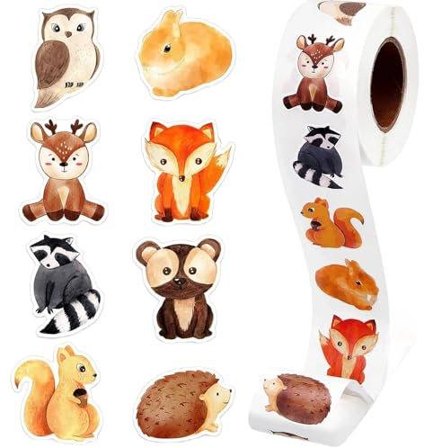 Tier Aufkleber 500 pcs Tier Belohnungsaufkleber Cartoon Animal Sticker Rolle Vinyl Sticker kinder Motivationssticker Tiersticker für Klassenzimmer Geschenke Geburtstage Lehrer Eltern Belobigung Schüle