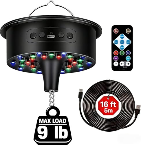 Rotating Disco Ball Motor,Light Up Disco Ball Spinner,6-12RPM Adjustable Spend Mirror Motor for Hanging 8 to 24 Inch,DJ Bands Weddings Party Birthday Decor