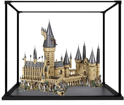 Acryl-Vitrine für Lego 71043 Schlossmodell, 3 mm staubdichte Schaukasten, Vitrine kompatibel mit Lego 71043 (Modell nicht im Lieferumfang enthalten) (Rahmen aus Legierung, 3 mm, Schwarz)
