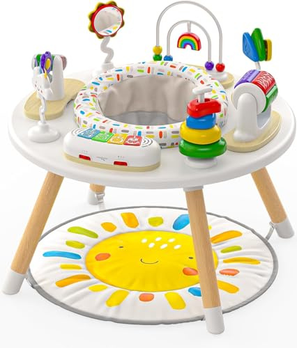 Move2Play 4-in-1-Baby-Aktivitätszentrum | Montessori-inspiriertes Design | 8 interaktive Spielzeuge | Bauchzeit, Untertasse, Jumper & Kleinkindtisch | Baby Essential