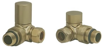 Manual Radiator Valve Round Corner - 15mm x R 1/2 - Brushed Brass