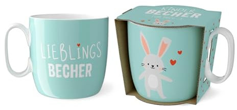 la vida GmbH Kinderbecher mit Häschenmotiv, Mintgrün, 150ml, Lieblings-Becher Design