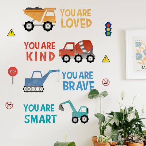 Runtoo Wandaufkleber für Jungenzimmer, Boho-inspirierende Zitate, LKW-Fahrzeuge, Wandaufkleber, Kleinkind, Kinderzimmer, Klassenzimmer, Wanddekoration