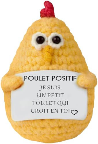 Regalo Original Mujer Hombre, Pollo Positivo Divertido y Motivador, Peluche Cumpleaños, Navidad, Amigo Invisible, Decoración Oficina y Hogar, Idea Graciosa Pareja (Pollo en Frances)