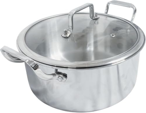Housetronics 28cm Stainless Steel Casserole with Glass Lid, Stock Pot Cookware, Induction Saucepan, 3-Layered Pot for Even Heat Distribution, Oven & Dishwasher Safe, Eco-Friendly & Healthy Cooking
