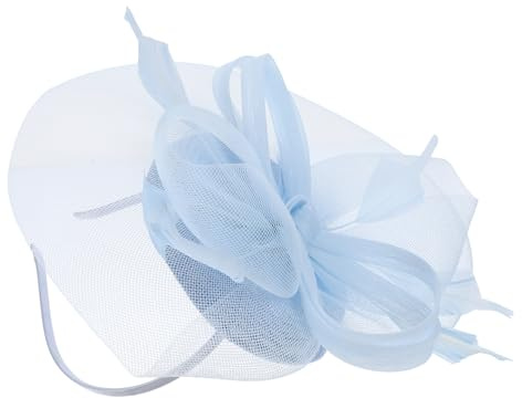 PartyKindom Fascinator Hut für Hellblauer Tee Party Kopfschmuck Eleganter Hochzeitsfascinator aus Netz Leicht und Tragbar für Feiern Fotografie und Bühnenauftritte