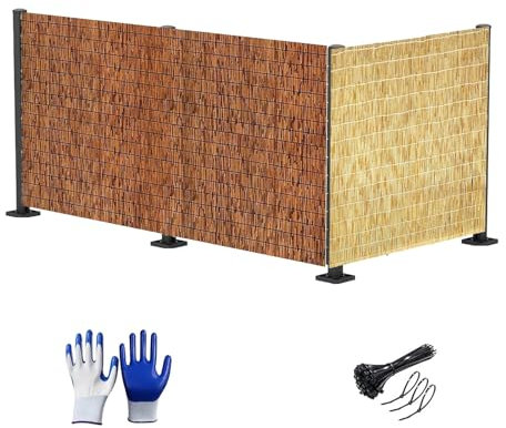 YZJTSXQHY Bambus Sichtschutzzaun Natürlichen Schilf Matten Höhe 30 40 60 75 90 100 125 130 145 150 170 185 190 cm, UV Schutz Bambus Rollzaun, Winddicht Sichtschutzmatten für Garten Pergola(Beige)