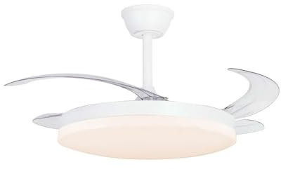 Lampara Ventilador de techo aspas retractiles milky XL | Ventilador de techo grande con mando y luz 72W 7920Lm dimable