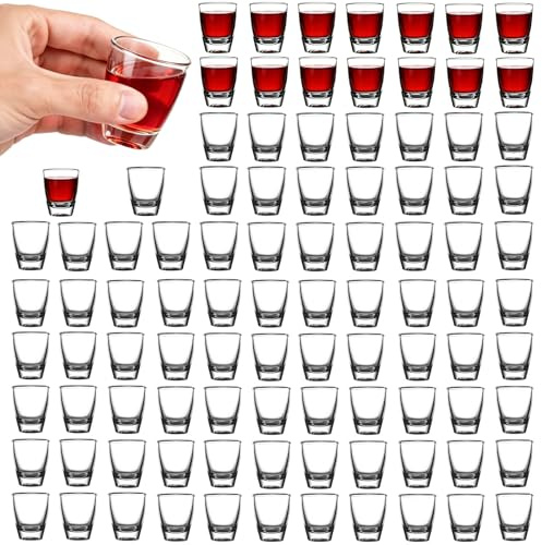 VIQIHEOE 12 Stück Schnapsgläser Glas, 35ml Eierförmiges Weinglas, mit Dickem Boden, Spülmaschinenfest, Transparent Shot Gläser, Party Zubehör Kleines Schnapsglas, für Party, Club, Bar, Trinken