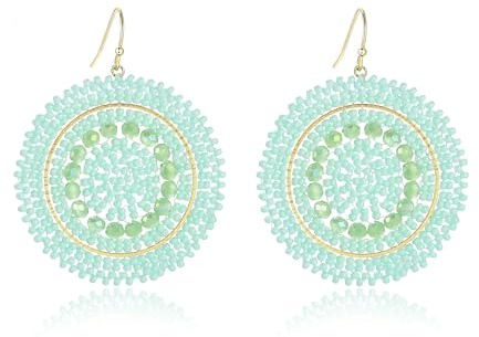 Strand Ohrringe für Damen, Kristalle Glasperlen, Groß Baumelnd Handgefertigt Bohemia Statement Boho Ohrringe Sommer