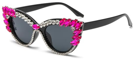 UJNHGQ Occhiali da sole a forma di occhio di gatto, occhiali da sole a forma di occhio di gatto, rosa nero, 1
