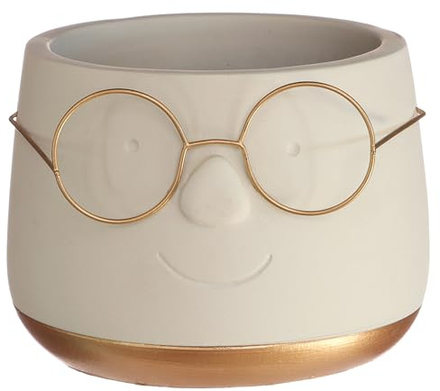 Lustige Blumenübertöpfe aus Keramik Übertopf - Ø 12 cm - H 9 cm - Gold | Für Zimmerpflanzen