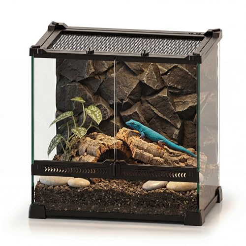 NEPTONION 5 Gallon 30 x 20 x 30 cm Profi Glas-Terrarium, Fronttür mit Fütterungsschlitz, hitzebeständiger Alu-Rahmen, für Taggeckos, Springspinnen, Vogelspinnen & Skorpione