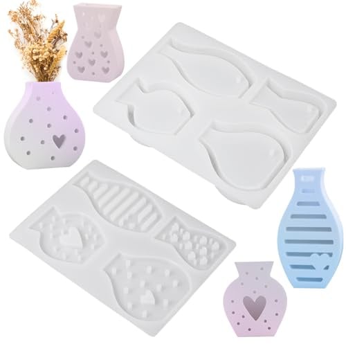 Silikonform Vase 4 Stück – Gießformen für Gips, Epoxidharz, Beton & Gießpulver | Silikon Formen zum Gießen von Mini Vasen, ideal als Gipsformen zum Gießen, Gips gießen Formen, Resin Formen und mehr