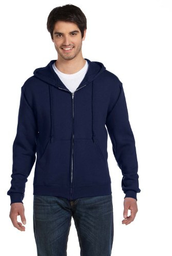 Fruit Of The Loom Adult Super Cotton Hooded Full Zip Sweatshirt, XL, J Navy