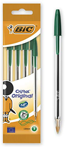 BIC 8308581 Kugelschreiber Cristal Medium 4-er Packung, grün