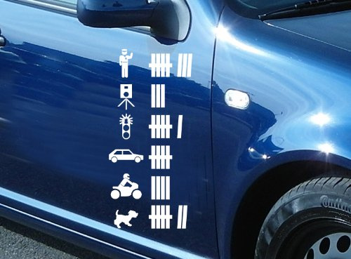 teddyfamily.de Strichliste Autoaufkleber, Abschussliste, Set mit 6 Stück, Farbe schwarz, Shocker, Decals