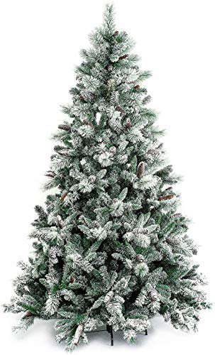 Albero Di Natale h.210 centimetri Abete Snow Innevato Artificiale Pino Artificiale Molto Folto 1277 Punte
