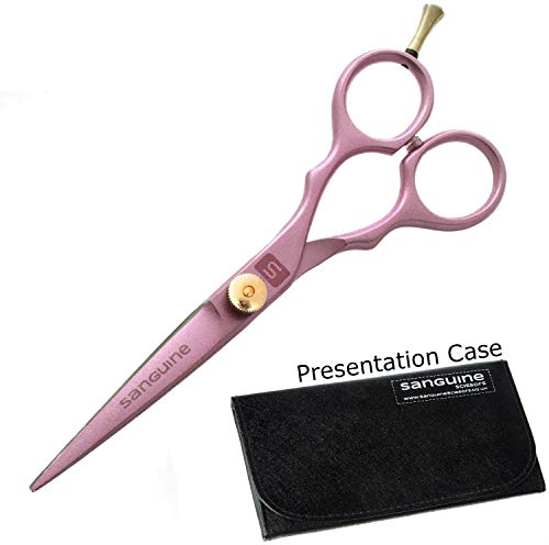 Professionelle Friseurschere 14 cm, rosa, mit Etui