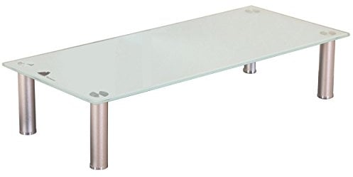 Euro Tische TV-Board TV-Rack Glas in 3 verschiedenen Größen & Farben - perfekt geeignet als Fernsehtisch oder Bildschirmständer, Weiß-Glas - 80cm